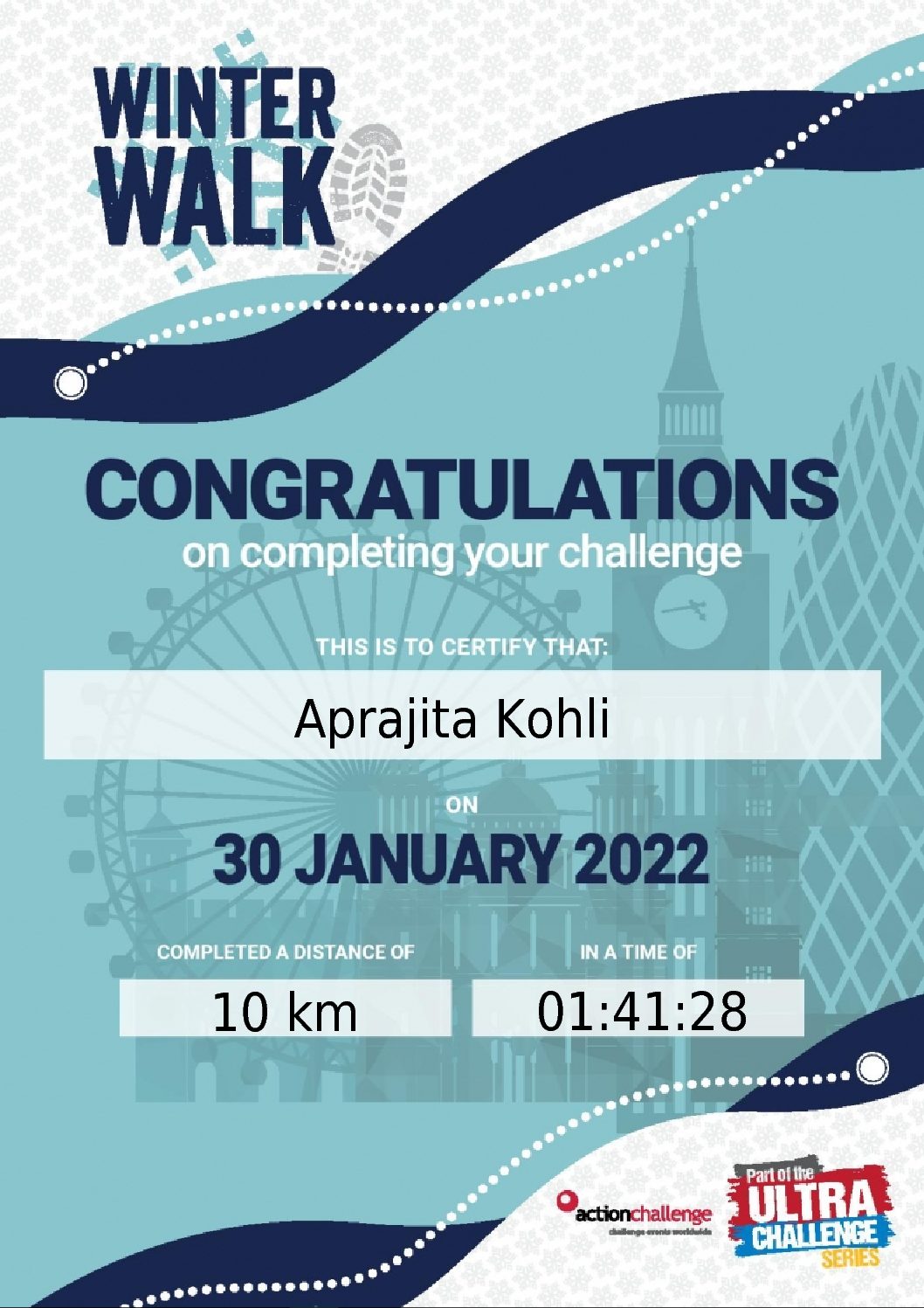 The Winter Walk Challenge – London 2022 10KM Marathon
